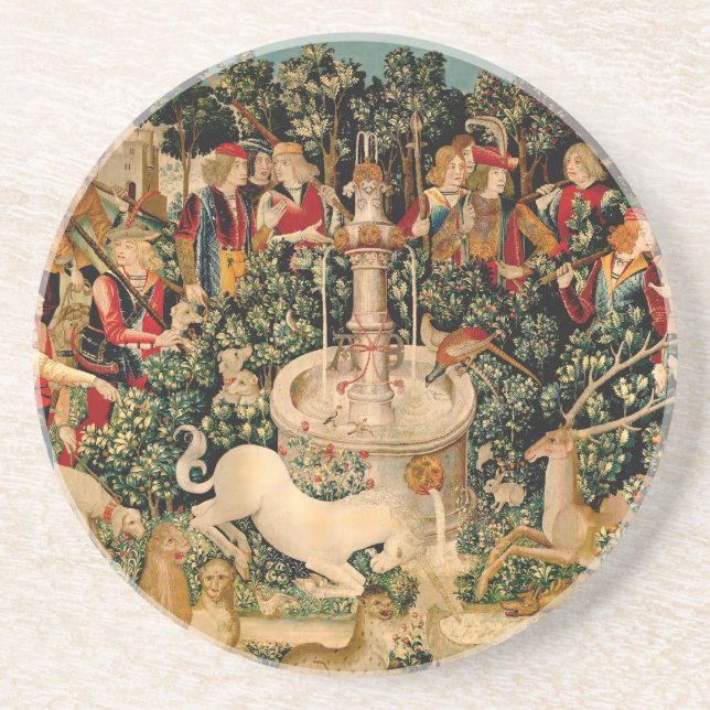 Unicorn Tapestries Found Legend Myth Mediaeval Art Coaster (Front)
