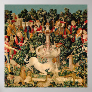 Unicorn Tapestries Found Legend Myth Mediaeval Art Poster