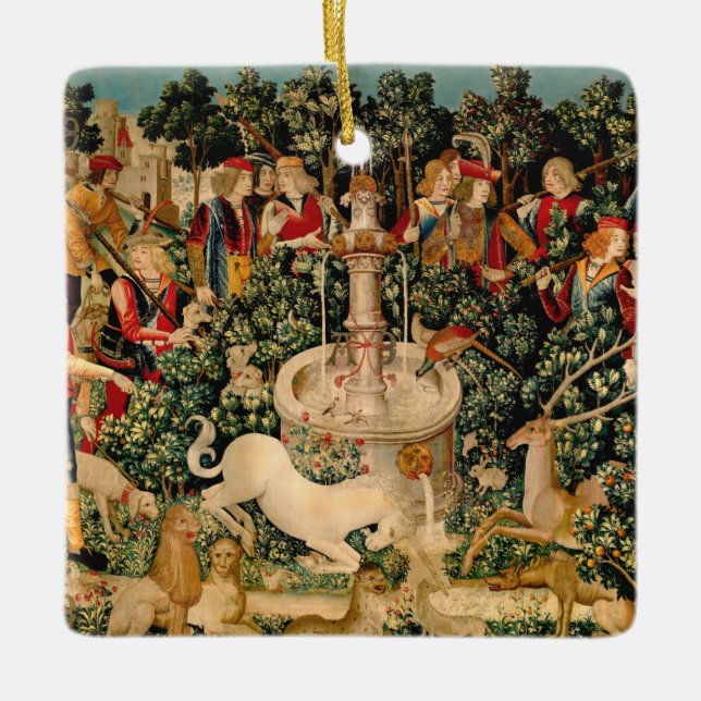 Unicorn Tapestries Found Legend Mythical Ceramic Ornament (Front)