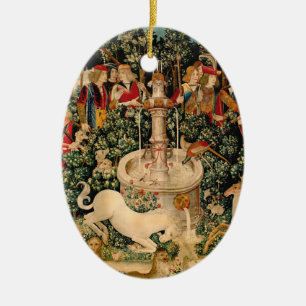 Unicorn Tapestries Found Legend Mythical Ceramic Tree Decoration