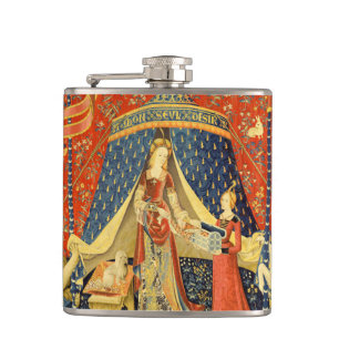 Unicorn Tapestries Lady Legend Mediaeval Hip Flask