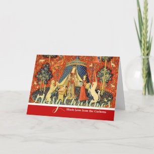 Unicorn Tapestries Lady Legend Mediaeval Holiday Card