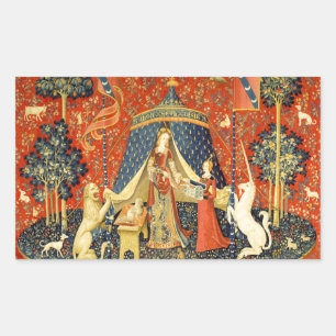 Unicorn Tapestries Lady Legend Mediaeval Rectangular Sticker