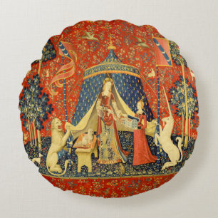 Unicorn Tapestries Lady Legend Mediaeval Round Cushion