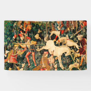 Unicorn Tapestries Mediaeval Classic Defends Hunt Banner
