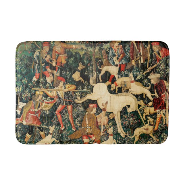Unicorn Tapestries Mediaeval Classic Defends Hunt  Bath Mat (Front)