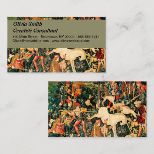 Unicorn Tapestries Mediaeval Classic Defends Hunt Business Card