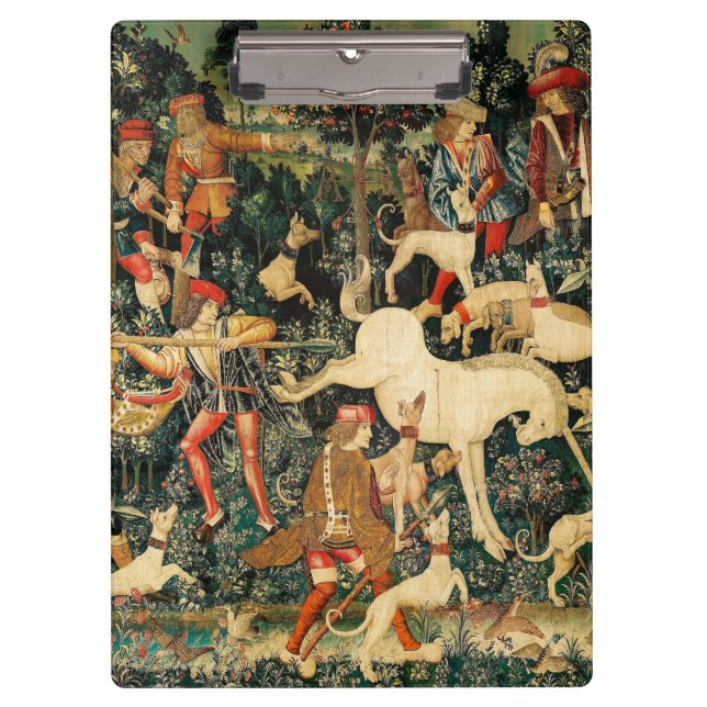 Unicorn Tapestries Mediaeval Classic Defends Hunt  Clipboard (Front)