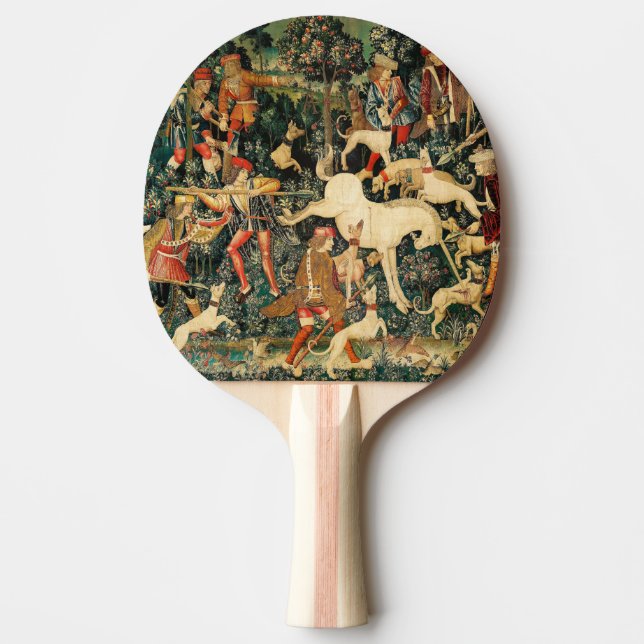 Unicorn Tapestries Mediaeval Classic Defends Hunt  Ping Pong Paddle (Front)