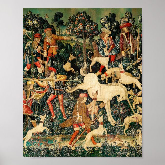 Unicorn Tapestries Mediaeval Classic Defends Hunt  Poster (Front)