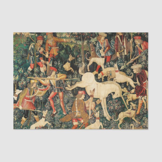 Unicorn Tapestries Mediaeval Classic Defends Hunt  Tissue Paper (Front)