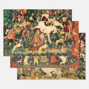 Unicorn Tapestries Mediaeval Classic Defends Hunt  Wrapping Paper Sheet