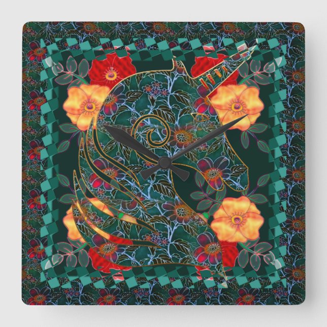 Unicorn Tapestry Square Wall Clock (Front)