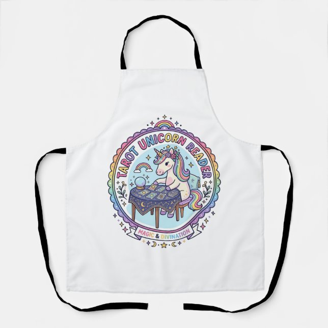 Unicorn Tarot Unicorn Reader Funny Shirt Graphic_1 Apron (Front)