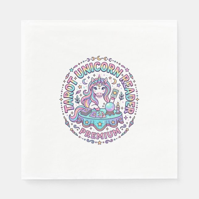 Unicorn Tarot Unicorn Reader Premium Funny Print o Napkin (Front)