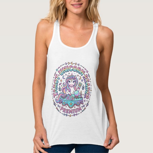 Unicorn Tarot Unicorn Reader Premium Funny Print o Singlet (Front)