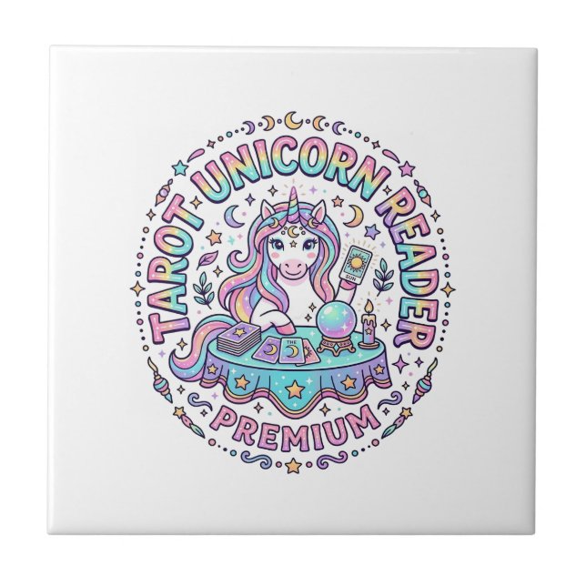 Unicorn Tarot Unicorn Reader Premium Funny Print o Tile (Front)