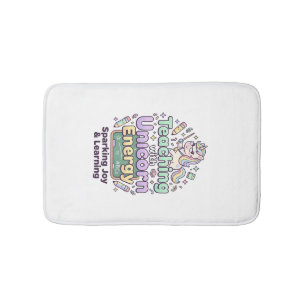 Unicorn Teaching with Unicorn Energy Bold Typograp Bath Mat