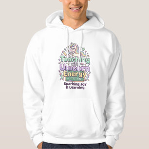 Unicorn Teaching with Unicorn Energy Bold Typograp Hoodie