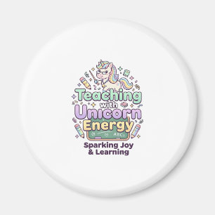 Unicorn Teaching with Unicorn Energy Bold Typograp Magnet