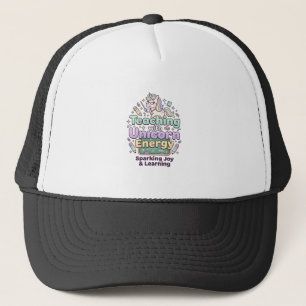 Unicorn Teaching with Unicorn Energy Bold Typograp Trucker Hat