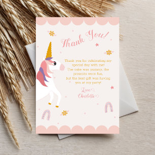 Unicorn Thank You Card Magical Pink Pastel Note