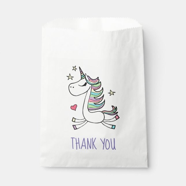 Unicorn Thank You  Favour Bag (Front)
