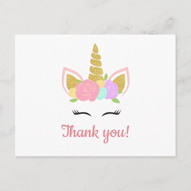 Unicorn Thank You Postcard (Front)
