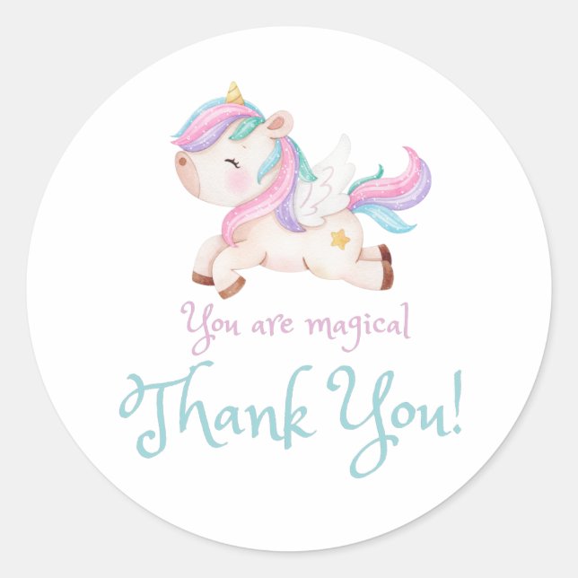 Unicorn Thank You Sticker (Front)