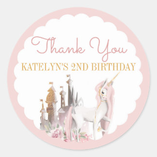 Unicorn Thank You Stickers Birthday Baby Shower