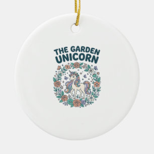 Unicorn The Garden Unicorn Trendy T-Shirt Design_1 Ceramic Tree Decoration