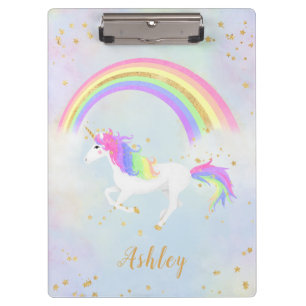 Unicorn theme clipboard Magical Blue & Gold