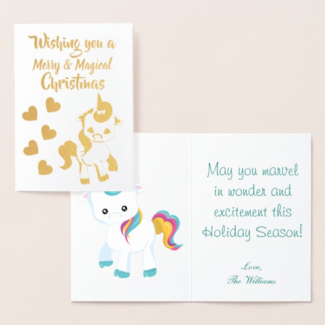 Unicorn Theme Merry Christmas Foil Card (Display)