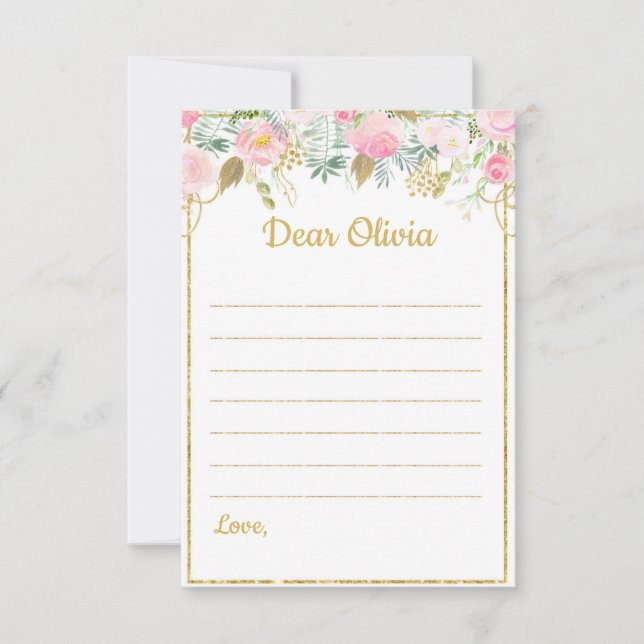 Unicorn Theme Time Capsule Note Card (Front)
