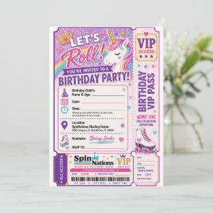 Unicorn Themed Birthday Invitation Spinnations