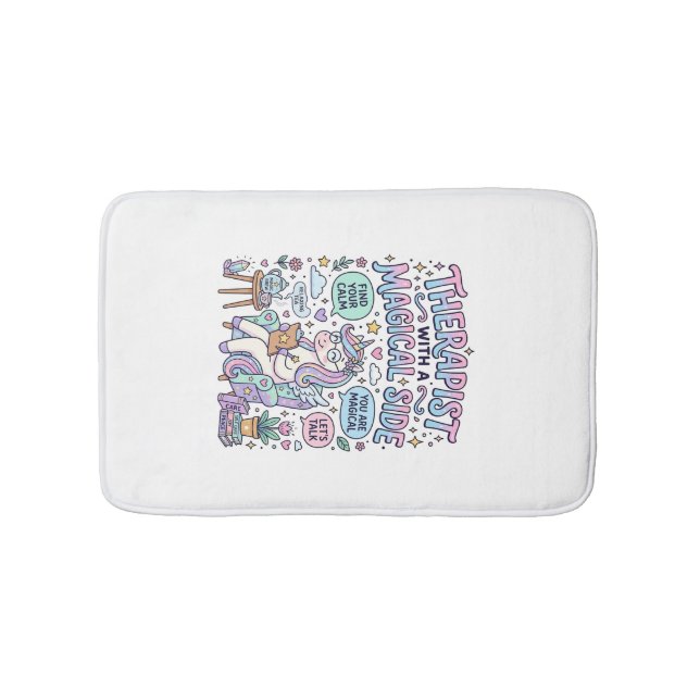 Unicorn Therapist with a Magical Side Gift Idea St Bath Mat (Front)