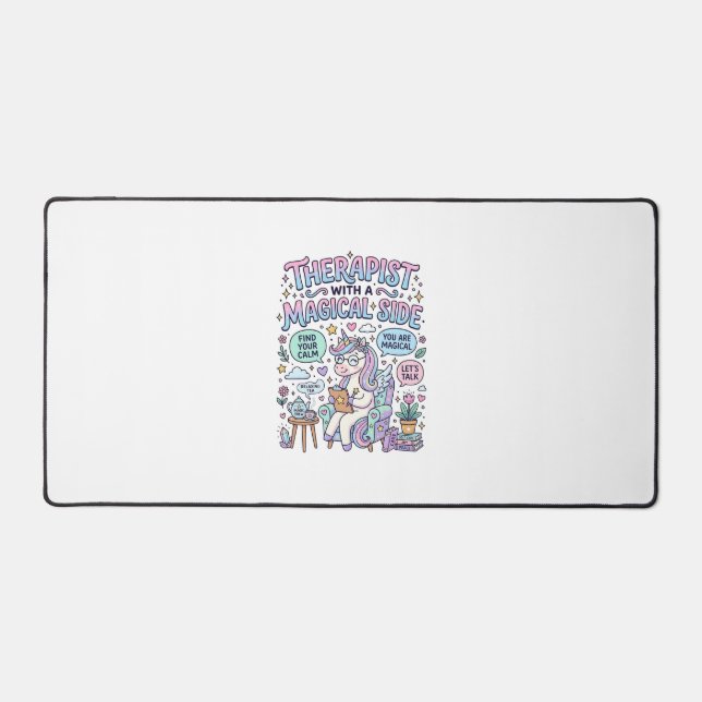Unicorn Therapist with a Magical Side Gift Idea St Desk Mat (Front)