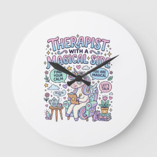 Unicorn Therapist with a Magical Side Gift Idea St Large Clock