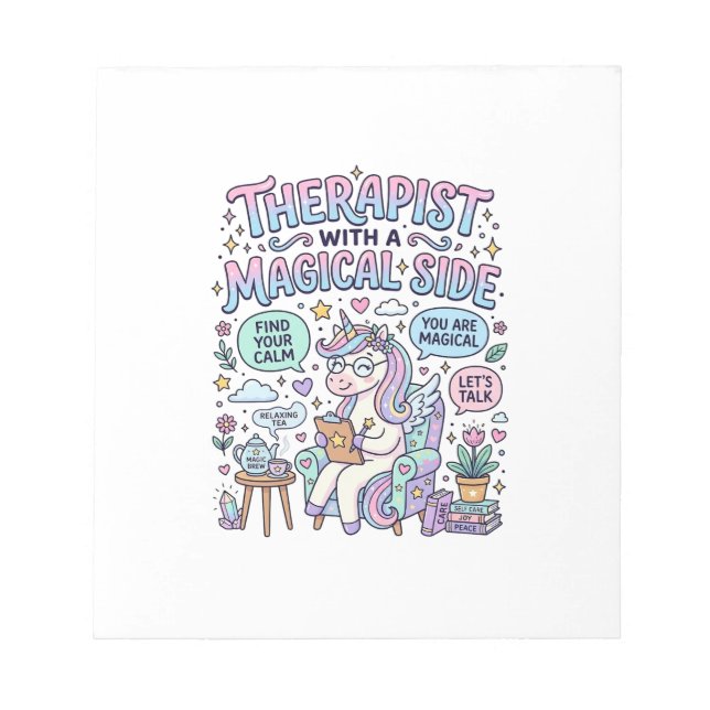 Unicorn Therapist with a Magical Side Gift Idea St Notepad (Front)