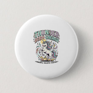 Unicorn Thunder Horn Energy Retro Style Product Gr 6 Cm Round Badge