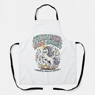 Unicorn Thunder Horn Energy Retro Style Product Gr Apron