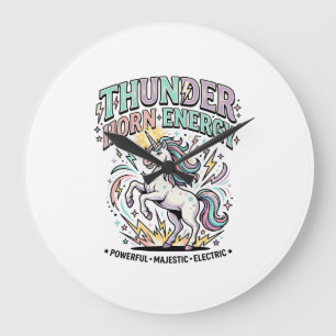 Unicorn Thunder Horn Energy Retro Style Product Gr Large Clock