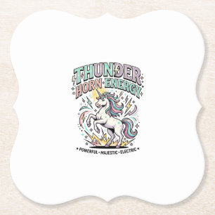 Unicorn Thunder Horn Energy Retro Style Product Gr Paper Coaster