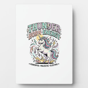 Unicorn Thunder Horn Energy Retro Style Product Gr Plaque