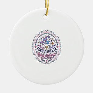Unicorn Tiny Athlete Big Magic Playful Print on De Ceramic Tree Decoration