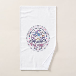 Unicorn Tiny Athlete Big Magic Playful Print on De Hand Towel