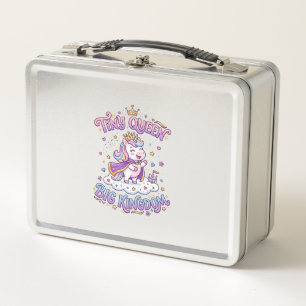 Unicorn Tiny Queen Big Kingdom Gift Idea Sticker a Metal Lunch Box