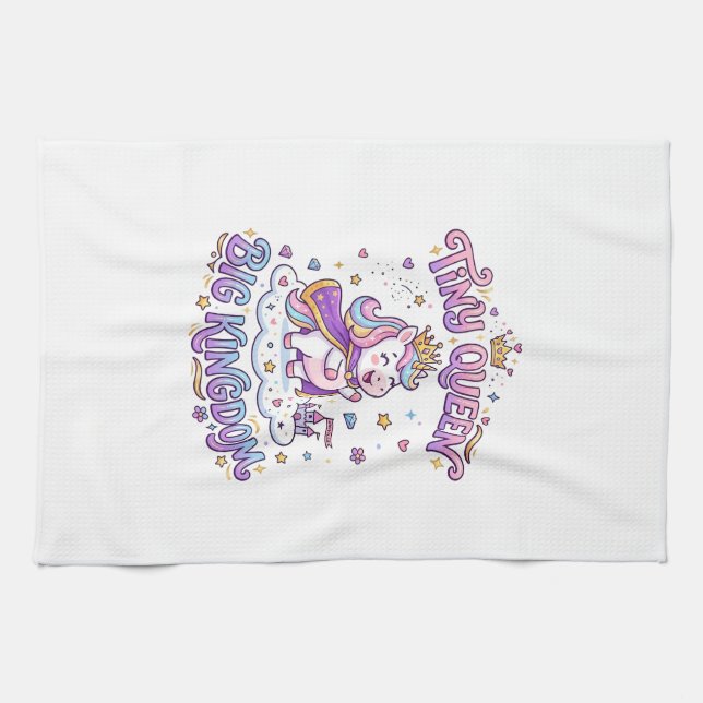 Unicorn Tiny Queen Big Kingdom Gift Idea Sticker a Tea Towel (Horizontal)