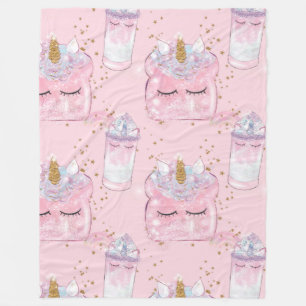 Unicorn Toast and Milkshake Fleece Blanket