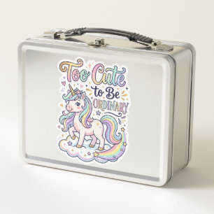 Unicorn Too Cute to Be Ordinary Premium Vector Sti Metal Lunch Box